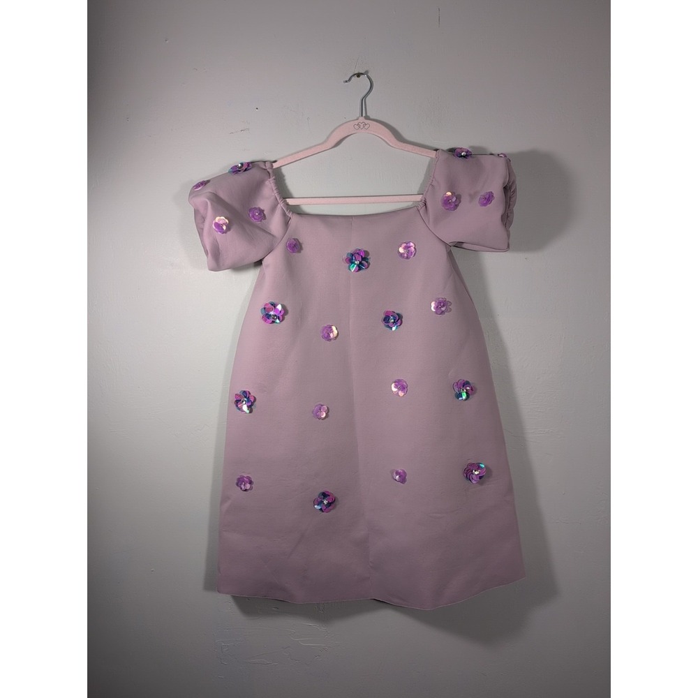 ASOS DESIGN Beaded Sequin Flower Mini Dress Balloon Sleeve Lilac Dress Maternity